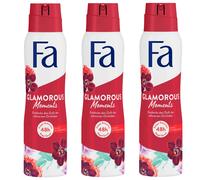 3x 150ml Fa Glamoureux Moments Déodorant Spray 48h Arrête Bacteries 0%