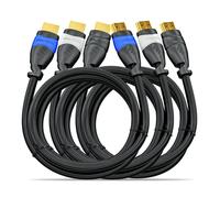 3x 1m Ensemble de Câble HDMI Compatible 2.0a/b/1.4a-UHD 4K HDR 3D 1080p 2160p ARC-Ethernet Haut Débit-Bleu Gris Noir