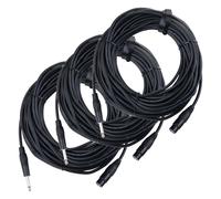 3x 20m Micro Femelle XLR 3pin vers Jack 1/4" Microphone Câble Audio Signal Noir