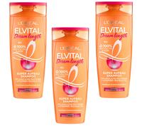 3x 250ml Loreal Paris Evital Dream Longueur Super Montage Shampooing Avec Ricin