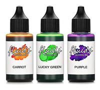 3x 30ml Octopus Fluids Alcohol Ink Set CARROT, LUCKY GREEN, PURPLE, Encre à alcool pour Fluid Art et Resin Art, résine époxy