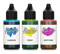 3x 30ml Octopus Fluids Alcohol Ink Set LAGOON, PEAR, HOT PINK, Encre à alcool pour Fluid Art et Resin Art, résine époxy