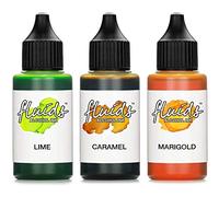 3x 30ml Octopus Fluids Alcohol Ink Set LIME, CARAMEL, MARIGOLD, Encre à alcool pour Fluid Art et Resin Art, résine époxy