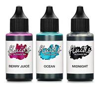 3x 30ml Octopus Fluids Alcohol Ink Set MIDNIGHT, OCEAN, BERRY JUICE, Encre à alcool pour Fluid Art et Resin Art, résine époxy