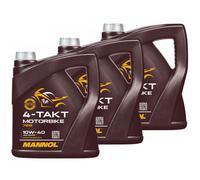 3x 4 Litre D'Huile de Moteur Moto 4-Takt 10W-40 Mannol Api Sl L'Huile