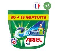 3x 45 Ariel 4in1 PODS, 45 Lavages, +Active Odor Defense
