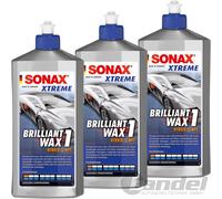 3x 500ml SONAX Xtreme Brilliant Cire 1 Hybrid Npt Cire Dure Vernis Peindre Soins