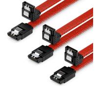 3x 50cm SATA 3 Nylon Câble Set Câbles de Donnés 6 Gbit/s Câbles de Branchement Carte Mère Disque dur HDD SSD 1 Connecteur S-ATA Coudé à 90° Rouge