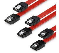 3x 50cm SATA 3 Nylon Câble Set Câbles de Donnés 6 Gbit/s Câbles de Branchement Carte Mère Disque dur HDD SSD 2 Connecteurs S-ATA Droits Rouge