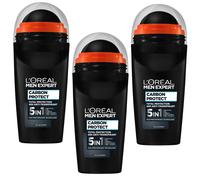 3X 50ML L'Oréal Men Expert Anti-Transpirant Deo Carbon Protect 5 En 1 Roll-On