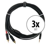 3x 6m Cable Audio Stereo Jack 3,5mm vers 2x RCA Phono Mâle Connect Audio DJ PA