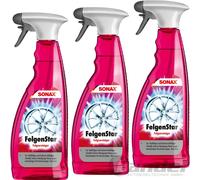 3x 750ml SONAX Felgenstar Nettoyant Soins de Roue Produit sans Acide