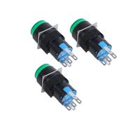 3X AC 250V 5A SPDT 1NO 1NC 5 Broches Verrouillage Vert Bouton-Poussoir 220V Lampe LED