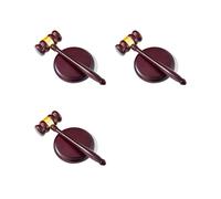 3X Accessoire de Bureau Idéal : Marteau en Bois et Bloc Sonore pour Avocats, Juges, Présidents de Conseil D'Administration, Enchères, Clubs