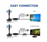 3X Antenne TV Intérieure HD, Antenne TV Numérique Intérieure 120 Miles avec Prise en Charge de L'Amplificateur de Signal 4K/1080P/UHF/VHF/TNT HDTV