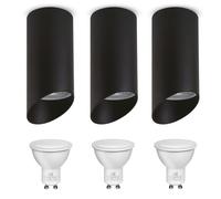 Maclean luminaire en saillie/tube, spot, rond, aluminium, GU10, 55x130mm, noir, MCE360 B 3pcs + ampoule LED GU10 7W Energy MCE437 WW blanc chaud 3000K, 220-240V~, 50/60Hz, 3pcs