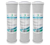3x AquaHouse AH-CTO5 Cartouches de filtre à eau en bloc de carbone de 10 po pour eau potable, systèmes d'osmose inverse, s'adapte à tous les boîtiers de filtre de 10" 25cm
