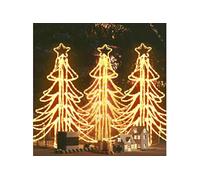 3x Arbres de Noël Pliables avec LED Décoration de Noël Ornement de Vacances Décoration de Fête Jardin Blanc Chaud 87x87x93 cm