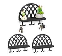 3x Armoires à clés Crochet Garde robe murale Rangement clefs noir Planche à clé