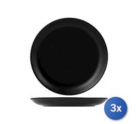 3X Assiettes En Porcelaine Ø 30,5 Cm, Noir H&H
