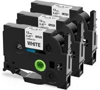3x AZe-231 TZe-231 12mm Compatible pour Brother P-touch PT-H110 H200 H100LB H107B H105 E110VP 1000 D210 Ruban 12mm 0.47 Blanc, Recharge Tze Ruban 12 mm Compatible pour Brother Etiqueteuse