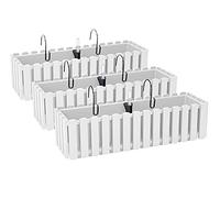3X Bac À Fleurs Pot À Fleurs avec Supports - 58 x 18 x 16,2 cm - Système d'Irrigation pour Pots de Fleurs Balcon Boîtes à Fleurs, Blanc
