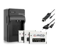 3X Batteries + Chargeur (Auto/Secteur) NP-BY1 NPBY1 Compatible avec Sony HD Action Cam Mini AZ1 avec Wi-FI/HDR-AZ1 (KIT), AZ1VR [Li-ION / 3.6V / 620mAh]