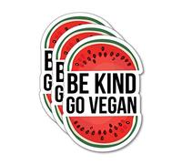 3X Be Kind Go Vegan Watermelon Sticker Decal Vegan Vegetarian Food Laptop Planet