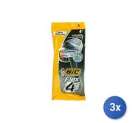 3X Bic Rasoirs Râpés Et Jetables Flex Paquet De 4 Pièces Avec 4 Lames