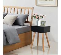 3x Bois Pin Massif Table de Chevet Noir Chambre Coucher Table de Nuit vidaXL