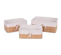 Boite de rangement Mendler 3x boîte de rangement HWC-C21, bambou nature
