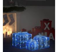 3x Boîtes-cadeaux de Noël Décoratives Acrylique Blanc Froid Lumineuses vidaXL
