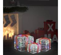 3x Boîtes-cadeaux de Noël Décoratives Acrylique Blanc Froid Lumineuses vidaXL