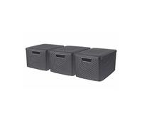 3x Boîtes de Rangement avec Couvercle L Panier Contenant Stockage 427235