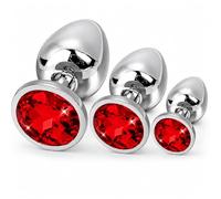 3x Bouchon Anal Set,Plug Anale,Plug anale avec diamant en cristal Rouge,Plug Anals Premium Sextoys en Acier metal,pour Femme ou Homme Débutant Sextoys…