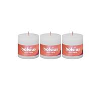 3x Bougies Pilier Rustiques 100x100mm Blanc Nuageux Cierges sans Fumée