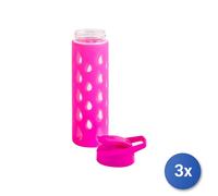 3X Bouteilles En Verre Borosilicate Et Silicone, 550 Ml, Fuchsia H&H