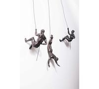 3x Bronze Climbing Abseiling Men Trio Hanging Ornaments Figures Set of three climbers