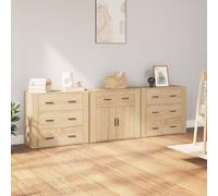 3x Buffets Bois d'Ingénierie Armoire de Rangement Salon Multicolore vidaXL