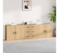 3x Buffets Bois d'Ingénierie Armoire de Rangement Salon Multicolore vidaXL