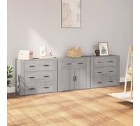 3x Buffets Bois d'Ingénierie Armoire de Rangement Salon Multicolore vidaXL