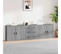 3x Buffets Bois d'Ingénierie Armoire de Rangement Salon Multicolore vidaXL