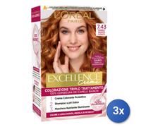 3X Bundle L’Oréal Paris Excellence Crème Blond Cuivré Doré 7.43
