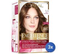 3X Bundle L'Oréal Paris Excellence Crème Châtain Clair Doré 5.3