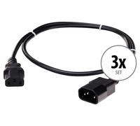 3x Cable Alimentation Rallonge Cordon IEC C13-C14 Male/Femelle PC TV Ecran 2,5m