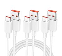 3x Câble Charge Rapide 6a Usb-C Pour Xiaomi Redmi 13c Redmi Note 13 4g/5g Note 13 Pro Plus 5g - 1m Blanc - Booling