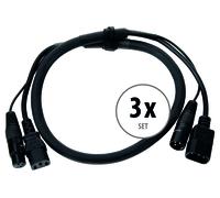3x Cable Hybride DMX Signal Éclairage IEC Connecteur C13-14 XLR 3-Pin 1m Noir