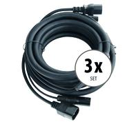 3x Cable Hybride DMX Signal Éclairage IEC Connecteur C13-14 XLR 3-Pin 5 m Noir