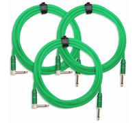3x Cable Instruments Guitare Amplificateur Audio Connecteur 6,3mm Jack Vert 3m