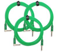 3x Cable Instruments Guitare Amplificateur Audio Connecteur 6,3mm Jack Vert 3m